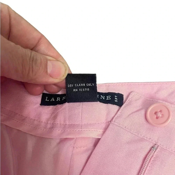 Larry Levine Linen Blend Pink Embroidered Wide Leg Cropped Pants Womens size 8 - Picture 6 of 14